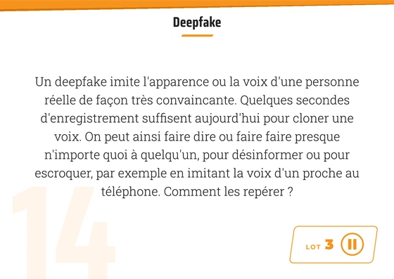 Verso de la carte 14, Deepfake