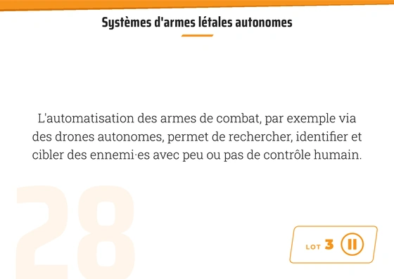 Verso de la carte 28, Systèmes d'armes létales autonomes